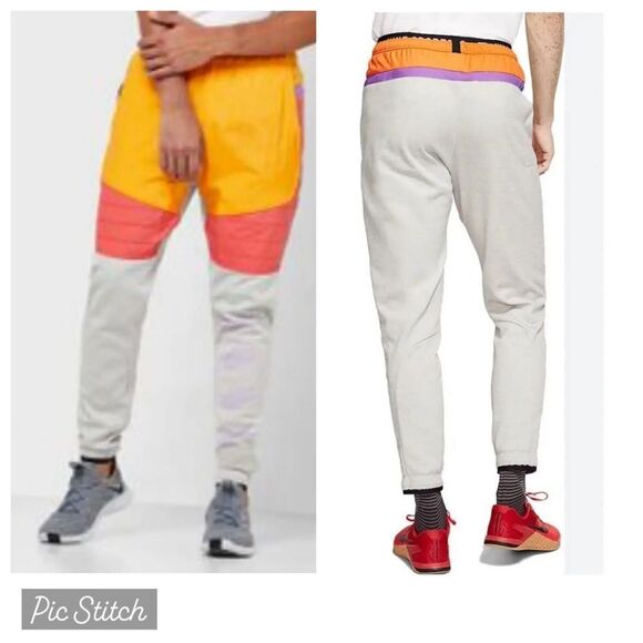 Nike Therma Fleece PX Sweatpants "Joker" Retro Gray Yellow Orange Men’s Size M - Picture 1 of 12
